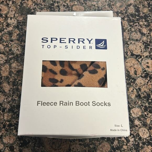 NWT Sperry Leopard Fleece Rain Boot Socks Size Large - Picture 1 of 2